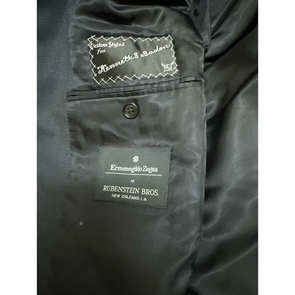 Ermenegildo Zenga 100% Wool Suit Jacket Size 44 Regular Navy Office Business - Picture 7 of 8